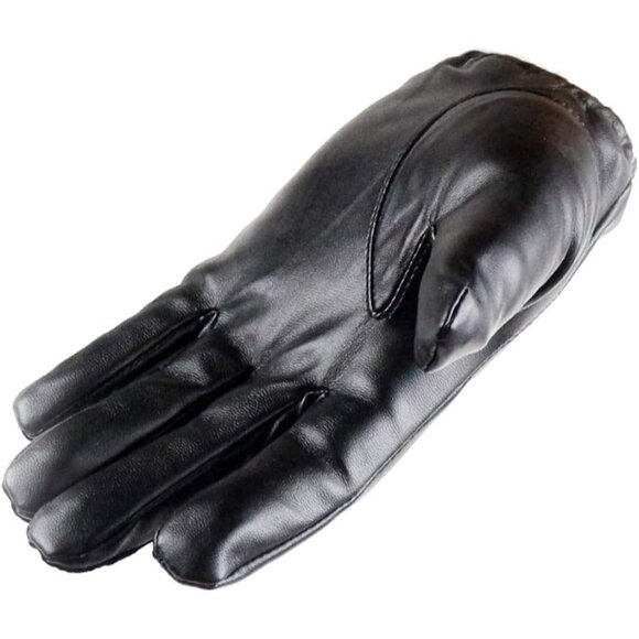Men's  Black Long Keeper Leather Touchscreen Winter Driving Warm Wrist Gloves - Picture 3 of 7